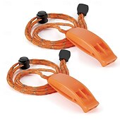 baratos Equipamento de Camping-2 apitos de emergência de compartimento duplo em material PP durável com cordão - perfeitos para acampamentos e caminhadas&amp;amp;sinais de segurança de caça