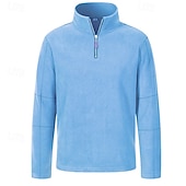 economico felpe in pile-Per uomo Maglia Felpa con cappuccio in pile Felpa con zip corta Nero Marrone Verde Cachi Grigio scuro Collo Alto Semplice Zip a un quarto Sport &amp; Outdoor Casuale Quotidiano Streetwear Cool