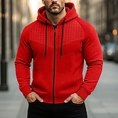 baratos hoodies básicos dos homens-Homens Moletom Full Zip Hoodie Moletom com capuz Preto Vermelho Azul Cinzento Com Capuz Tecido Patchwork Desportos e Ar livre Casual Diário Roupa de rua Legal Roupa de Esporte Primavera &amp; Outono Roupa