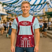 preiswerte Grafikbekleidung-T-Shirt Lederhosen T-Shirt Match Bayerisch München Deutsch alpin T-Shirt Ärmel Grafik für Herren Erwachsene 3D-Druck  für Karneval Oktoberfestbier Party Alltagstauglich