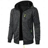 economico felpe con cappuccio da uomo di base-Per uomo Felpa con cappuccio Maglia Felpa con cappuccio a zip intera Nero Vino Blu marino Blu Arancione Con Cappuccio Semplice Tasca Sport &amp; Outdoor Quotidiano Abbigliamento casual alla moda
