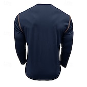 economico Maglietta casual Henley-Per uomo Maglia Henley Maglietta Manica Lunga Tinta unica Semplice Tinta unita Moda Designer Casual Tasca Bottoni Henley All&#039;aperto Casuale Quotidiano Estate Autunno Inverno Grigio scuro Nero Bianco