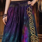 billiga breda ben och hög midja-Dam Brett skaft Byxor Palazzo byxor Mode Boho Fullängd Hög midja Grafiska tryck Elastisk midja Snörning Mönster Mateial som andas Bekväm Gata Dagliga kläder Utekväll Purpur Vår Höst Normal