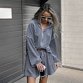 tanie Damskie dresy-Damskie Moda Moda miejska Codzienny Dres Długi rękaw Kaptur Jednokolorowe Na zewnątrz Urlop Joga Niebieski Wiosna Regularny