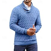 abordables Pull col rond-Homme Pull Torsadé Tricoter Hauts Réguliers Tricoté Coupe ajustée Uni Col montant Tricots Contemporain Occasionnel Tenue quotidienne Vêtement Tenue Automne Noir Rouge Bordeaux M L XL