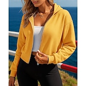 economico Giacche da corsa-Per donna Felpa con cappuccio cardigan Cerniera completa Breve Manica Lunga Top Athleisure Autunno Antivento Escursionismo Allenamento Atletico abbigliamento sportivo Abbigliamento sportivo Tinta