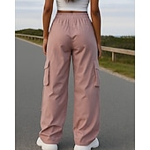  בגדי ריקוד נשים מכנסיים רחבים מכנסי קרגו מכנסי ריצה שרוך כיס מותניים גבוהים תחתיות חדר כושר בגדי ספורט ומנוחה אִמוּן אביב סתיו נושם כושר אמון חוץ ריצה מונח בצורה רפויה בגדי ספורט לבוש אקטיבי אחיד