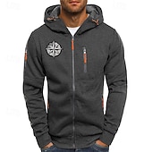 economico felpe con cappuccio da uomo di base-Per uomo Felpa con cappuccio Felpa con cappuccio a zip intera Nero Bianco Blu marino Grigio chiaro Grigio scuro Con Cappuccio Stampa Con zip Patchwork Sport &amp; Outdoor Quotidiano Ferie Poliestere