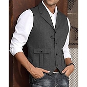 abordables Chalecos-Hombre Chaleco Vacaciones Fiesta Negocio Moda Casual Verano Primavera Bolsillo Botones Poliéster Cómodo Plano Recto 1 botón Diseño Ajuste regular Azul Marino Verde Oscuro Café Gris Chaleco