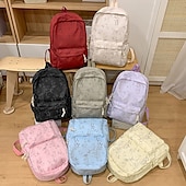 preiswerte College-Rucksäcke-Ästhetischer Canvas-Rucksack für Damen mit Bambus-Print – leichte Schultasche für Teenager und Studentinnen