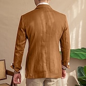 abordables Vêtements d&#039;extérieur élites pour hommes-Hommes Blazer 100% lin Veste blazer Blazer en lin Formel Mariage Noël Élégant ancien Été Printemps 100% Lin Couleur Unie Avec Poches Boutonnage simple deux boutons veste Noir Blanche Orange Vert