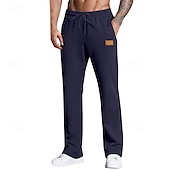 billiga Joggingbyxor-Herr Joggingbyxor Långbyxor Träningsbyxor med raka ben Ficka Elastisk midja Snörning Slät Komfort Utomhussport Dagligen Mode Ledigt Svart Vit Microelastisk