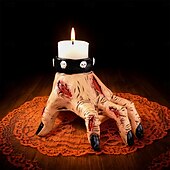economico Decorazioni Appese e da Tavolo per Halloween-Portacandele a forma di mano di zombie per Halloween, scultura in resina da 4 pollici con base per candele a forma di mano mozzata, inquietante accessorio di scena per casa infestata per feste o