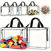 levne Úložiště a organizování-Balení 6 průhledných PVC úložných tašek na zip, opakovaně použitelné velkokapacitní organizéry pro domácí úložné prostory, cestování, pláž a balení zavazadel