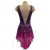 economico Abiti da Pattinaggio Artistico-Figure Skating Dress Women's Girls' Ice Skating Dress Purple Thumbhole Halo Dyeing High Elasticity Professional Competition Skating Wear Thermal Warm Crystal / Rhinestone Sleeveless Ice Skating