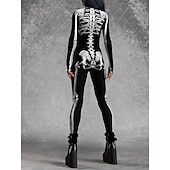 preiswerte Schädel &amp; Knochen-Totenkopf Halloween Bodysuit Ganzkörper-Catsuit Gruseliges Kostüm Kinder Erwachsene Herren Damen Jungen Halloween Karneval Tag der Toten Leistung Party Club Einfache Halloween-Kostüme Verkleiden