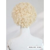 cheap Party Wigs-10‑Inch Gold African Curl Wig for Women – Full Bangs, Long Synthetic Hairpiece, Perfect for Halloween Cosplay &amp; Party Looks