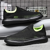 cheap Slip-On Casual Shoes-Men's Slip-On Knit Walking Sneakers – Lightweight Breathable Casual Shoes for Travel, Gym &amp; Daily Wear