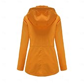 abordables veste active-Femmes Manteau Confortable Avec Poches Fermeture intégrale Mode street style Uni Extérieur Décontracté Quotidien Long À capuche Coupe régulière manche longue Vêtements d&#039;extérieur Noir Jaune Rose
