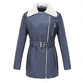 abordables vestes en sherpa-Femmes Veste en Polaire Confortable Fermeture intégrale Mode street style Uni Extérieur Décontracté Quotidien Régulier Col Rabattu Coupe régulière manche longue Vêtements d&#039;extérieur Noir Bleu Chameau