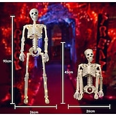 economico Halloween all&#039;Aperto-1 pezzo da 90 cm/35 pollici di Halloween, modello di scheletro luminoso attivo con articolazioni, appeso in piedi, seduto, sdraiato, luce calda, scatola per batterie AA, luci decorative horror e
