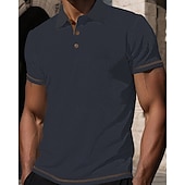 preiswerte Klassisches Poloshirt für Herren-Herren Golfshirt Golf Poloshirts Arbeit Lässig Revers Kurzarm Basic Modern Einfach Knöpfe Jacquard Sommer Frühling Normale Passform Schwarz Weiß Marineblau Blau Dunkelgray Hellblau Golfshirt
