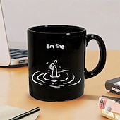 economico Tazze e tazzine-Tazza da caffè divertente, meme &quot;Sto bene annegando&quot;, tazza in ceramica nera da 11 once e 330 ml, sarcastica, regalo per colleghi, amici e adulti.