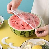 cheap Home Supplies-100PCS Reusable Elastic Food Storage Covers, Transparent Stretchable Plastic Bowl and Plate Lids, Airtight Seal Wraps, No Odor, Ideal Alternative to Foil and Cling Film for Kitchen Use
