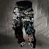 tanie Dresy-Męskie Kolorowy Graffiti Spodnie dresowe Uprawiający jogging Spodnie Średni Talia Elastyczna talia ze sznurkiem Codzienny Jogging Streetwear Ćwiczyć Spodnie dresowe sportowe z kieszeniami Wiosna