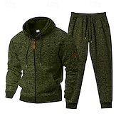 economico Tute basic-Per uomo Tuta da Ginnastica Set di abiti Set di felpe con cappuccio Felpa con Cappuccio All&#039;aperto Quotidiano Sportivo Con zip Tasca Coulisse Semplice Rosso bordeaux Blu Grigio chiaro Poliestere