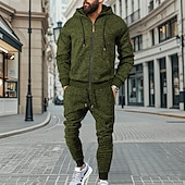 economico Tute basic-Per uomo Tuta da Ginnastica Set di abiti Set di felpe con cappuccio Felpa con Cappuccio All&#039;aperto Quotidiano Sportivo Con zip Tasca Coulisse Semplice Rosso bordeaux Blu Grigio chiaro Poliestere