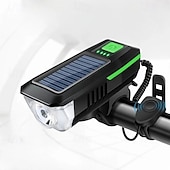 abordables Luces de trabajo-Luces solares recargables para bicicleta, luces nocturnas ultrabrillantes para bicicleta, faro delantero y luz trasera con timbre eléctrico, fáciles de instalar, impermeables, luces LED para bicicleta