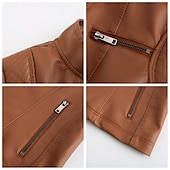 voordelige Imitatieleren jassen-Dames Jas van imitatieleer Comfortabel Zak Volledige ritssluiting Modieus Street Style Effen Buiten Casual / Dagelijks Normaal Opstaand Normale pasvorm Lange mouw bovenkleding Zwart Rood Kameel Lente