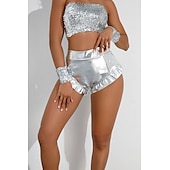 preiswerte Unterteile-Retro Vintage 1980er Glänzend Metallisch Shorts Hotpants Disco Einfarbig Kostüm Damen Karnevalskostüm Karneval Club Pride Parade Pride-Monat Erwachsene Shorts