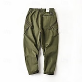 baratos Calças Cargo-Homens Calças Cargo Calças Cintura elástica Com Cordão Bolso multi Tecido Vestível Ao ar livre Diário Acampar e Caminhar Moda Clássico Verde Cáqui