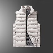 cheap Vests-Men&#039;s Hiking Vest Winter Vest Puffer Vest Sleeveless Vest Outdoor Thermal Warm Winter Zipper Polyester Black Khaki Dark Blue Hunting Fishing Climbing