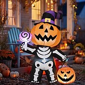 cheap Halloween Outdoor-1 Pc Halloween Lantern Candy Handheld Pumpkin Lantern Skeleton Ghost Inflatable Air Model Indoor and Outdoor Courtyard Garden Lawn Path Party Festive Atmosphere Decorative Lights