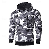 economico felpe con cappuccio da uomo di base-Per uomo Felpa con cappuccio Felpa con cappuccio tattica Nero Grigio chiaro Grigio scuro Verde mimetico Con Cappuccio Semplice Pieghettato Sport &amp; Outdoor Quotidiano Abbigliamento casual alla moda