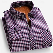 economico camicie di flanella-Per uomo Camicia casual Camicia di flanella Camicia a quadri Camicia con Bottoni Rosso Blu Manica Lunga Quadri Bavero Vacanza Casual Quotidiano Bottonato Abbigliamento Moda Casual Confortevole