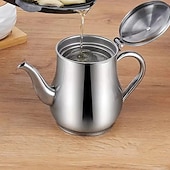 economico Utensili e gadget da cucina-Oliatore in acciaio inox, filtro per olio denso, dispenser per salsa di soia a prova di perdite con filtro a rete, contenitore per condimenti multiuso per cucina domestica, brocca riutilizzabile per