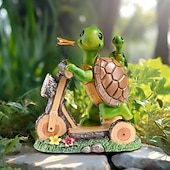 billige Landskapslys-1 stk utendørs solcelledrevet skilpadde mor og barn sykkeldekorasjonslys gårdsplass hagesti plen terrasse ornamentlys landskap observasjonslys