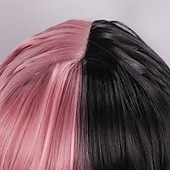 economico Parrucche da festa-parrucca lunga e liscia rosa e nera per donna – cuffia per testa intera, parrucca da modella realistica, perfetta per cosplay di Halloween, moda e uso quotidiano