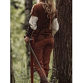 abordables Hauts-Punk &amp; Gothique Médiéval Renaissance Manteau Veste Gilet Pirate Viking Ranger Elfe Déguisement Homme Viking Fête / Soirée Adulte Gilet