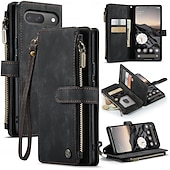abordables Coques Samsung-téléphone Coque Pour Samsung Galaxy Pixel 8 Pro Pixel 9 Pixel 9a Étui Portefeuille Fermeture Éclair avec Lanière Support TPU faux cuir