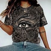 Women's T Shirt Tee Top Print Fashion Modern Short Sleeve Crew Neck Regular Tops Daily Going out Print Black Summer4