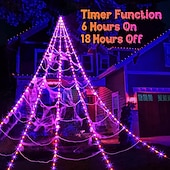 baratos Halloween interno-1 peça de lâmpada triangular luminosa de Halloween de 5m * 4,8m, roxa, laranja, aaa, à prova d&#039;água, com caixa de bateria, controle remoto, 250 contas de LED, luzes de decoração para pátio interno e