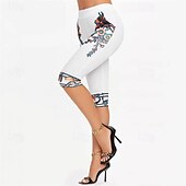 ieftine -Pentru femei Pantaloni Scurți Jambiere Casual Îmbrăcăminte Atletică Lungimea genunchiului Talie Înaltă Floare Talie elastică Imprimeu Respirabilitate Strech Vacanță Stradă Purtare Zilnică Alb Vară