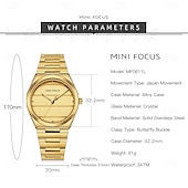 levne Quartz hodinky-MINI FOCUS Dámské Křemenný Módní Obchodní Wristwatch VODĚODOLNÝ Světový čas Ozdoby Nerez Hodinky