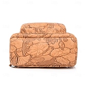 abordables Sacs à dos de Collège-Sac à dos en similicuir avec motif koi et lotus en relief – Sac d&#039;école à l&#039;esthétique bohème pour adolescents et amateurs d&#039;art
