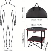 billige Campingutstyr-Bærbart campingbord, sammenleggbart piknikbord, lett, sammenleggbart bord, utendørs, vanntett, lerretsstrandbord med 4 koppholdere og bæreveske, egnet for camping, strandbålfest og bakluke